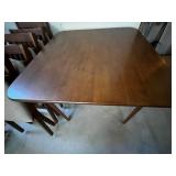 Foldable MCM Solid Wood Dining Table Set with Six Slat-Back Chairs
