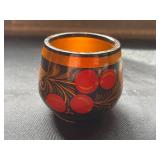 Berezka Khokhloma Style Russian Lacquered Wood Bowl & Lidded Jars Set
