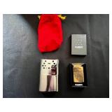 Lighters (Lot of 2) Inc Zippo - Made in USA - Gold-Tone Finish & Chrome Perforated Bottom