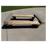Wooden Platform Dolly Cart with End Rails - 30in Long