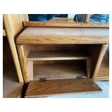 Blackhawk Furniture Oak Finish Wardrobe / Wall Cabinet with Center Mirror - queen sz mattress & frame optional