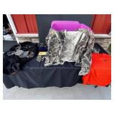 Wyoming Knife Field Dresser, Mossy Oak Cap America Camouflage Apparel with NRA Patches - Assorted Outdoor Gear & More in Storage Tote