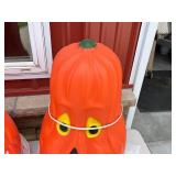 Two Large Jack-O-Lantern Halloween Props - Hollow Plastic Pumpkins for Outdoor Display