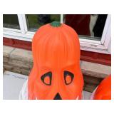 Two Large Jack-O-Lantern Halloween Props - Hollow Plastic Pumpkins for Outdoor Display