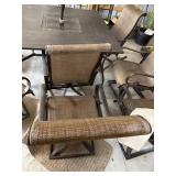 Outdoor Patio Dining Table Set with Umbrella and Six Chairs