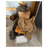 Assorted Workshop Tools & Garden Supplies - Burlap & Mulch - content quantities unverified
