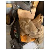 Assorted Workshop Tools & Garden Supplies - Burlap & Mulch - content quantities unverified