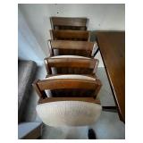 Foldable MCM Solid Wood Dining Table Set with Six Slat-Back Chairs