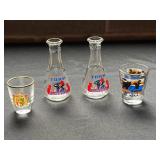 TURM Miniature Glass Bottles & Alaska-Design Shot Glasses (Lot of 4)