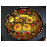 Berezka Khokhloma Style Russian Lacquered Wood Bowl & Lidded Jars Set