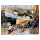 Assorted Kitchenware & Home Hardware - Dish Racks, Pots, Buckets & Tools
