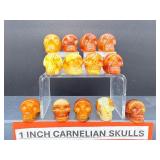 1" Hand-Carved Carnelian Crystal Skulls – Natural Agate Specimens