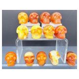 1" Hand-Carved Carnelian Crystal Skulls – Natural Agate Specimens