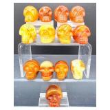1" Hand-Carved Carnelian Crystal Skulls – Natural Agate Specimens
