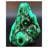 Rare large 3D Botryoidal Malachite Specimen – Polished "Bull’s Eye" Patterns & Deep Forest Greens