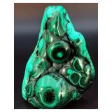 Rare large 3D Botryoidal Malachite Specimen – Polished "Bull’s Eye" Patterns & Deep Forest Greens