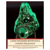 Rare large 3D Botryoidal Malachite Specimen – Polished "Bull’s Eye" Patterns & Deep Forest Greens