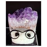 Lot of 5 Amethyst "Nerd" Geode Figurines – Handcrafted "Study Buddy" Crystal Desk Pets