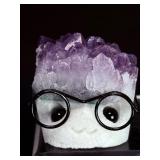 Lot of 5 Amethyst "Nerd" Geode Figurines – Handcrafted "Study Buddy" Crystal Desk Pets