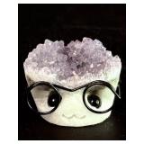 Lot of 5 Amethyst "Nerd" Geode Figurines – Handcrafted "Study Buddy" Crystal Desk Pets