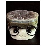 Lot of 5 Amethyst "Nerd" Geode Figurines – Handcrafted "Study Buddy" Crystal Desk Pets