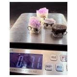 Lot of 5 Amethyst "Nerd" Geode Figurines – Handcrafted "Study Buddy" Crystal Desk Pets