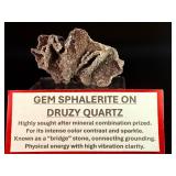 Rare "Bridge" Specimen: Lustrous Gem Sphalerite on Sparkling Druzy Quartz