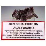 Rare "Bridge" Specimen: Lustrous Gem Sphalerite on Sparkling Druzy Quartz