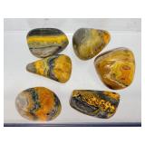 Rare Indonesia Bumblebee Jasper Specimen Set: 6 Large Hand-Polished Volcanic Calcite Tumbled Stones - High-Contrast "Eclipse" Grade Banding - Ethically Sourced Metaphysical Collector