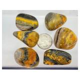 Rare Indonesia Bumblebee Jasper Specimen Set: 6 Large Hand-Polished Volcanic Calcite Tumbled Stones - High-Contrast "Eclipse" Grade Banding - Ethically Sourced Metaphysical Collector