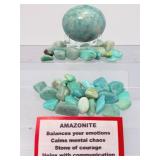 ✨ Natural Amazonite "Stone of Courage" Collection – Tumbled Stones & Large Polished Sphere ✨