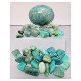 ✨ Natural Amazonite "Stone of Courage" Collection – Tumbled Stones & Large Polished Sphere ✨