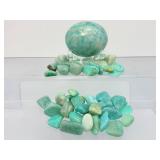 ✨ Natural Amazonite "Stone of Courage" Collection – Tumbled Stones & Large Polished Sphere ✨