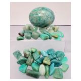 ✨ Natural Amazonite "Stone of Courage" Collection – Tumbled Stones & Large Polished Sphere ✨