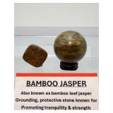 Nature’s Artistry: Exquisite Polished Bamboo Jasper Sphere & Accent Stone Set"