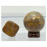 Nature’s Artistry: Exquisite Polished Bamboo Jasper Sphere & Accent Stone Set"