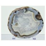 Polished Mexican Coconut "Las Choyas" Geode Half - Icy Blue Agate Specimen