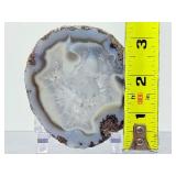 Polished Mexican Coconut "Las Choyas" Geode Half - Icy Blue Agate Specimen