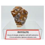 Rare "Leopard-Skin" Raw Rhyolite Specimen - Intricate Plum & Ochre Volcanic Formation with Display Stand