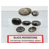 Lot of Polished Black Moonstone Palm Stones - Rare "New Moon" Crystal Set