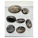 Lot of Polished Black Moonstone Palm Stones - Rare "New Moon" Crystal Set