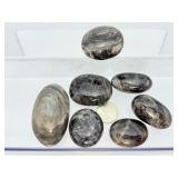 Lot of Polished Black Moonstone Palm Stones - Rare "New Moon" Crystal Set