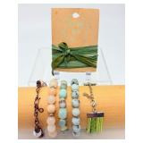 Handcrafted Artisan Jewelry Lot: A vibrant Collection Featuring Natural Stone, Woven "Love" Charm, & "Dream" Silk Wrap Bracelets
