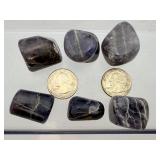 Title: Rare Iolite "Viking Compass" Set – Polished Heart & 6 Tumbled Gems