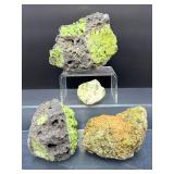 Rare Natural Peridot in Basalt Matrix Cluster – Raw "Gem of the Sun" Olivine Xenolith Specimens – Authentic Arizona/San Carlos Mineral Collection