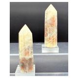 Rare Russian Belomorite Towers: The "Stone of Order" (Set of 2)Bring balance and efficiency to your space with these unique Russian Moonstone and Sunstone specimens.