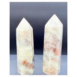 Rare Russian Belomorite Towers: The "Stone of Order" (Set of 2)Bring balance and efficiency to your space with these unique Russian Moonstone and Sunstone specimens.