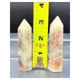 Rare Russian Belomorite Towers: The "Stone of Order" (Set of 2)Bring balance and efficiency to your space with these unique Russian Moonstone and Sunstone specimens.