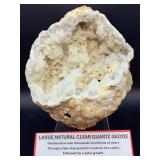 Natural Moroccan White Quartz Geode - Sparkling Druzy "Sugar" Crystal Specimen - Collector Grade Large Hollow Earth Geologic Wonder - Statement Home Decor & Healing Crystal