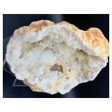 Natural Moroccan White Quartz Geode - Sparkling Druzy "Sugar" Crystal Specimen - Collector Grade Large Hollow Earth Geologic Wonder - Statement Home Decor & Healing Crystal